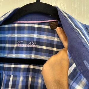 Used long blue and white shirt